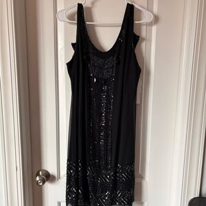 Adrianna Papell Black Sequin Mini Dress